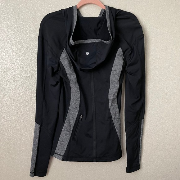 Lululemon Hoodie Womens Size 8 Black Gray Run for Your Life Cross Train Pullover - Picture 11 of 13